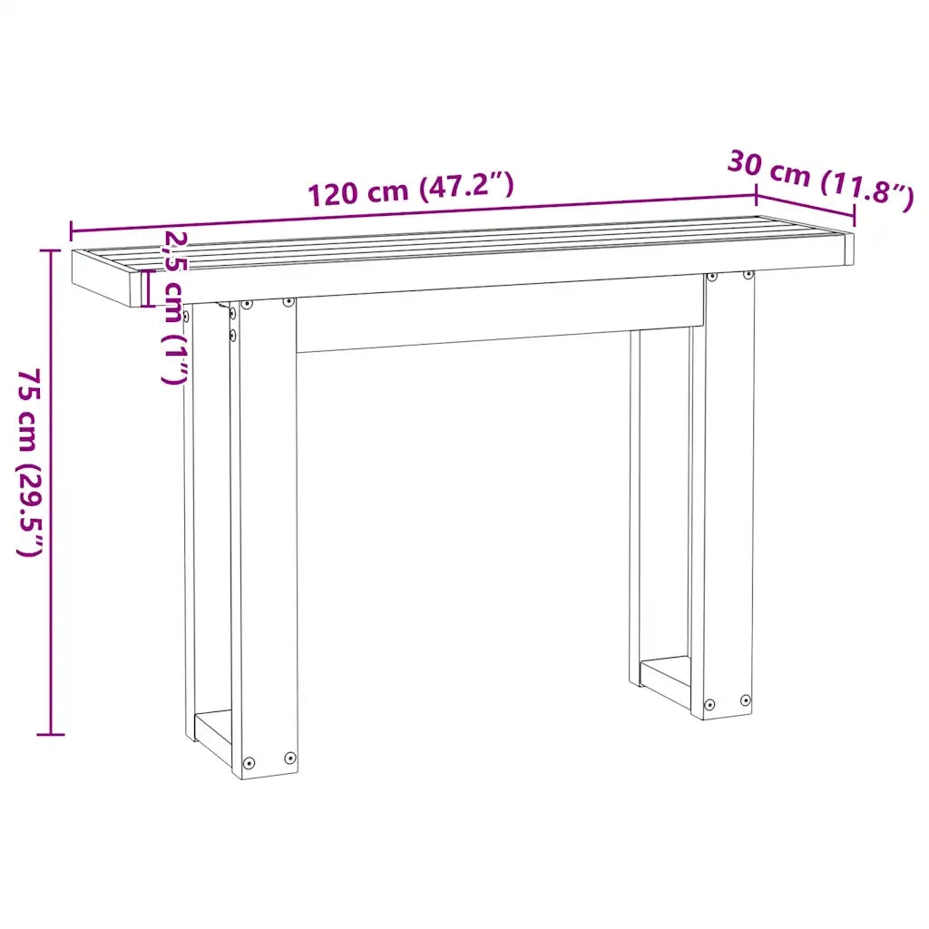 Tavolo Consolle NOAIN Gambe Forma U 120x30x75 cm Legno Massello