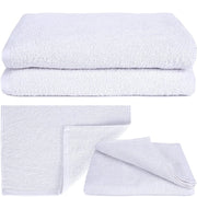 Trade Shop - Set 3 Asciugami Telo Doccia Bagno Per Hotel Albergo Bianco 100% Cotone 100x150cm -