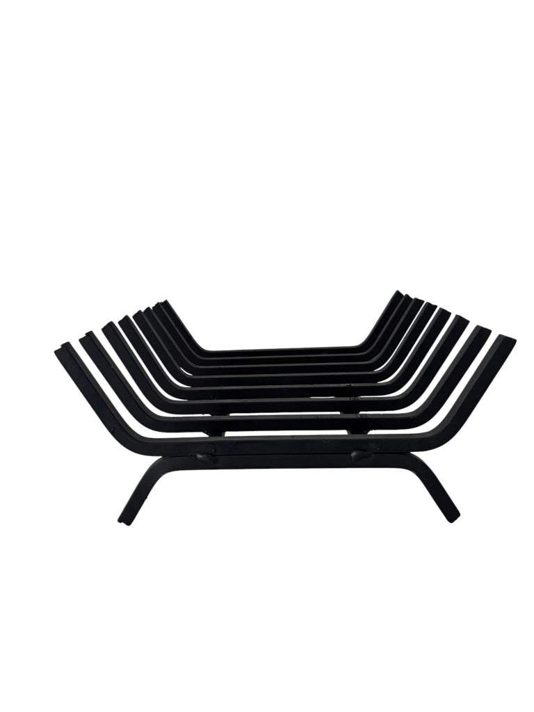 Portalegna in Ferro per Camino, 40x35x16 cm, Nero, Struttura Robusta 12 mm, Made in Italy