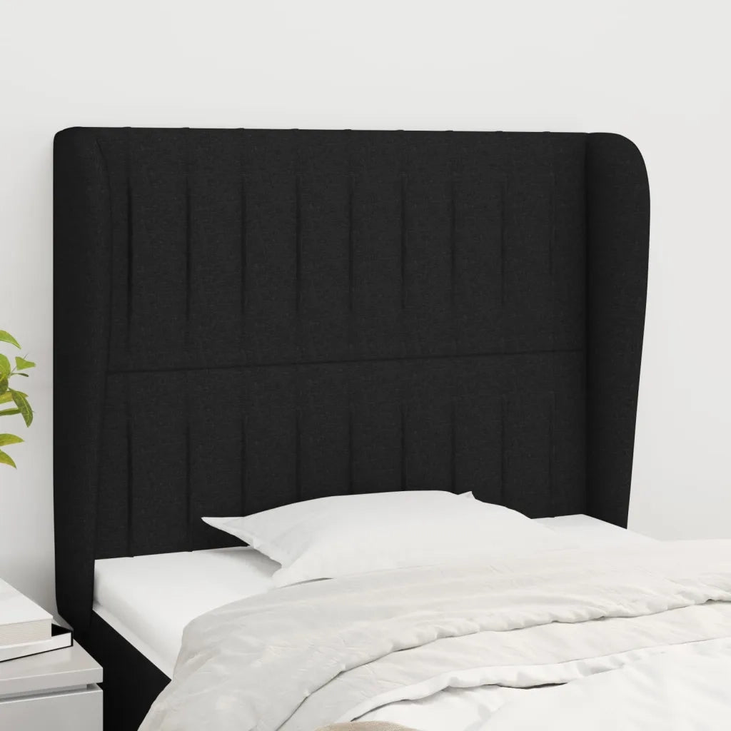 Testiera | Testata ad Orecchio Nera 83x23x118/128 cm in Tessuto