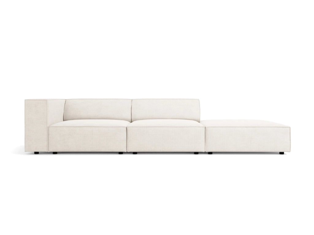 Cosmopolitan Design - Divano destro "Arendal" 4 posti in ciniglia con effetto a coste avorio 