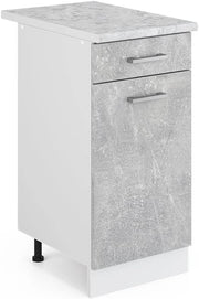 Mobiletto base per cucina R-Line, Calcestruzzo, 40 cm, PL Marmo, per la libera combinazione all'interno di sistemi cucina modulari