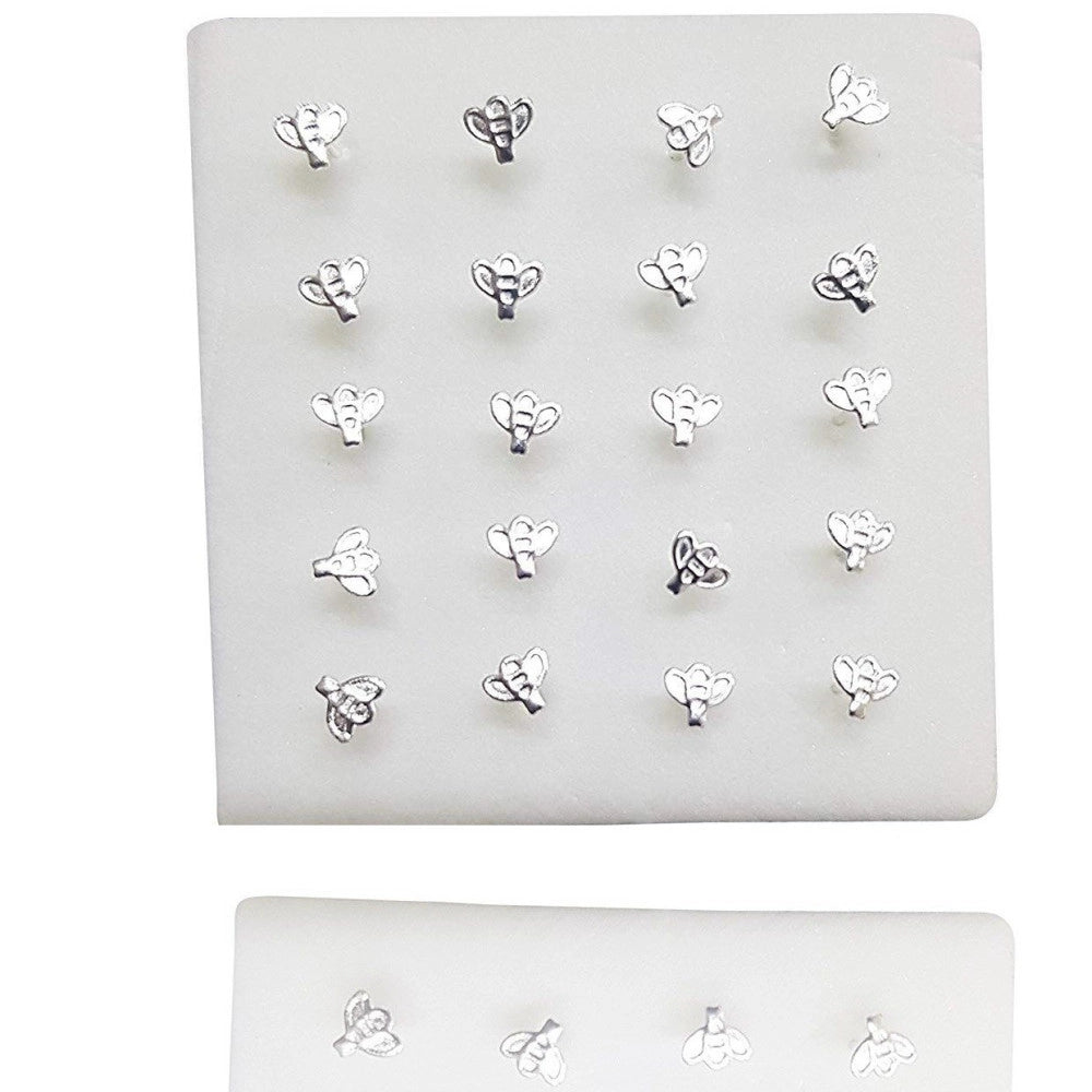 Trade Shop - Set 3 Pezzi Piercing Orecchini Naso 2.5 Mm Ape Apina Argento 925 Sterling -