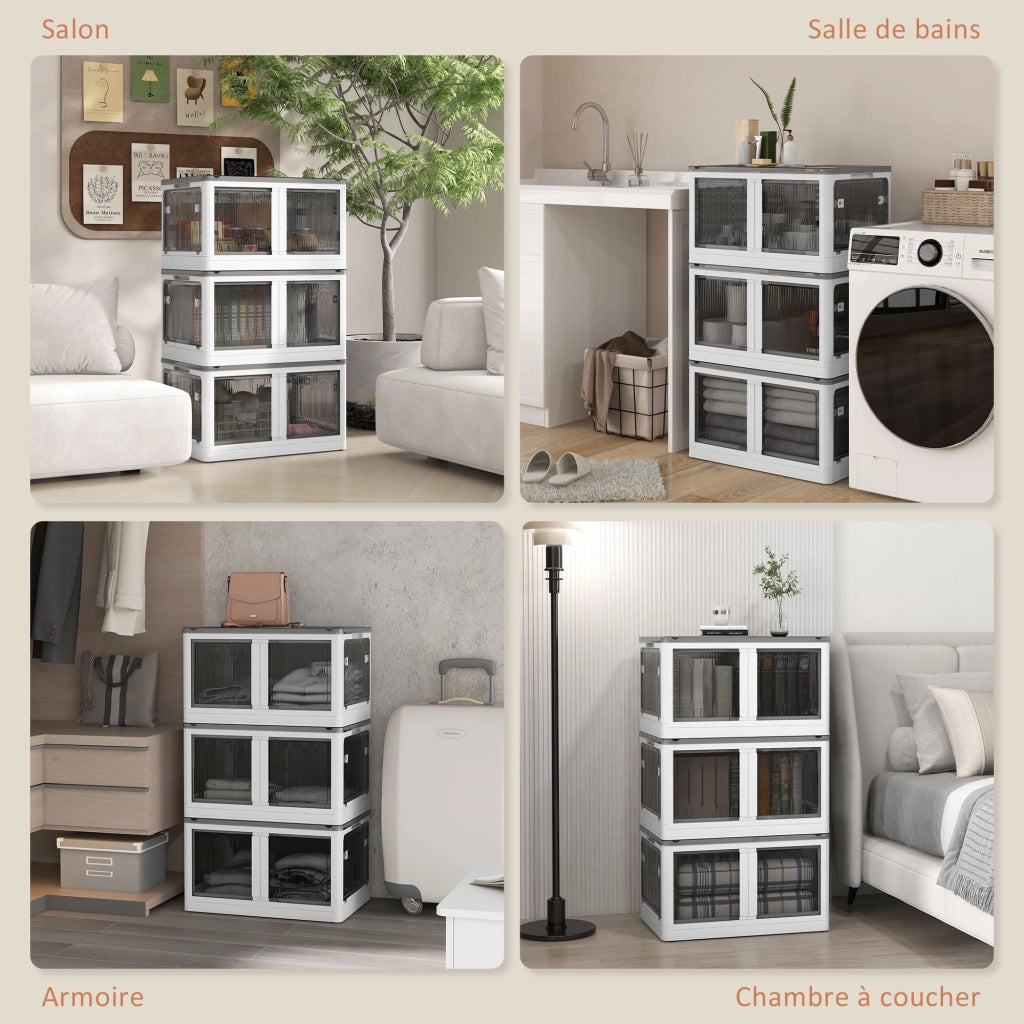 Contenitore Pluriuso Plastica 69L ¨C zephmum ¨C Bianco 4 Ruote