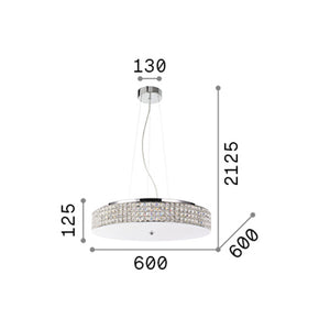 Sospensione Contemporanea Roma Metallo-Cristallo Cromo 12 Luci 3W 3000K