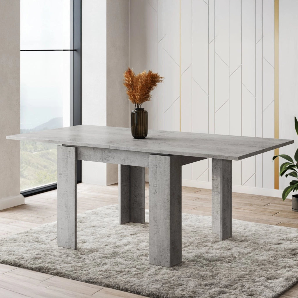 Popoli, Tavolo Allungabile Allungabile, 180x90x78h cm Grigio Cemento