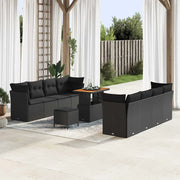 Set Divano da Giardino 11 pcs Nero polyrattan