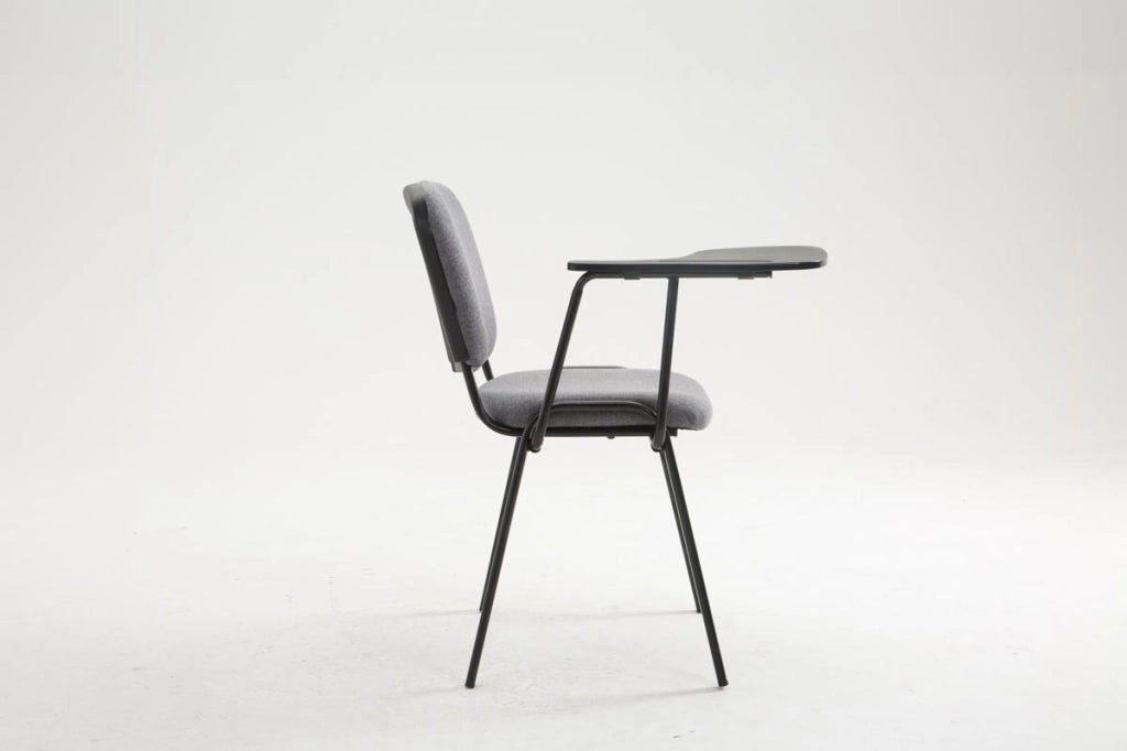 Sedia Ken in tessuto con tavolino ribaltabile grigio