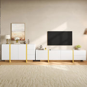 Combinazione mobile TV con sideboard a effetto riga 190 cm; bianco in MDF e PB