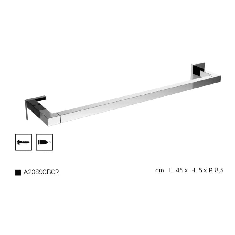 Porta salviette da 45 cm cromato serie frame - fissaggio incollo o viti