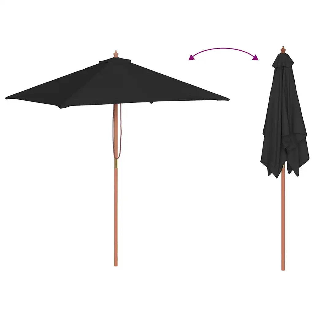Ombrello | Parasolne da Giardino con Palo in Legno 150x200 cm Nero