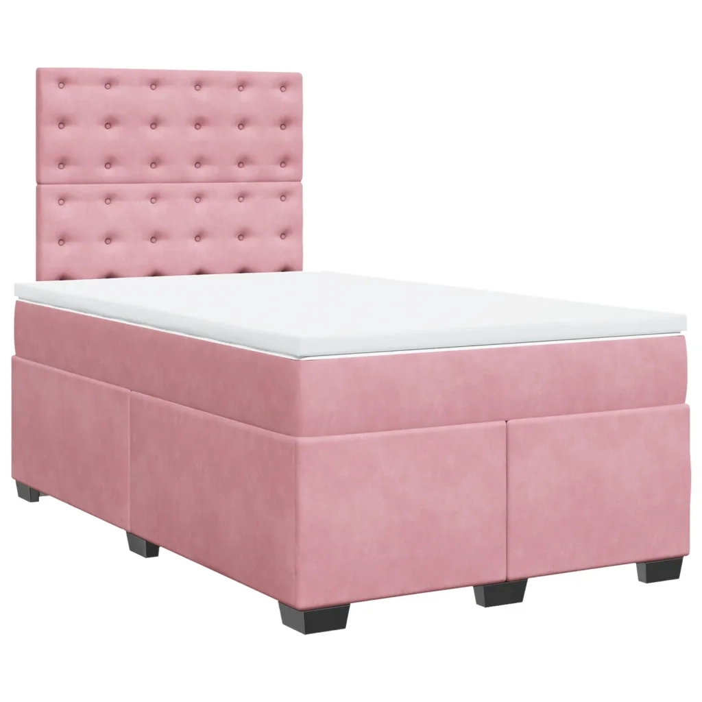 Giroletto a Molle con Materasso Rosa 120x190 cm in Velluto