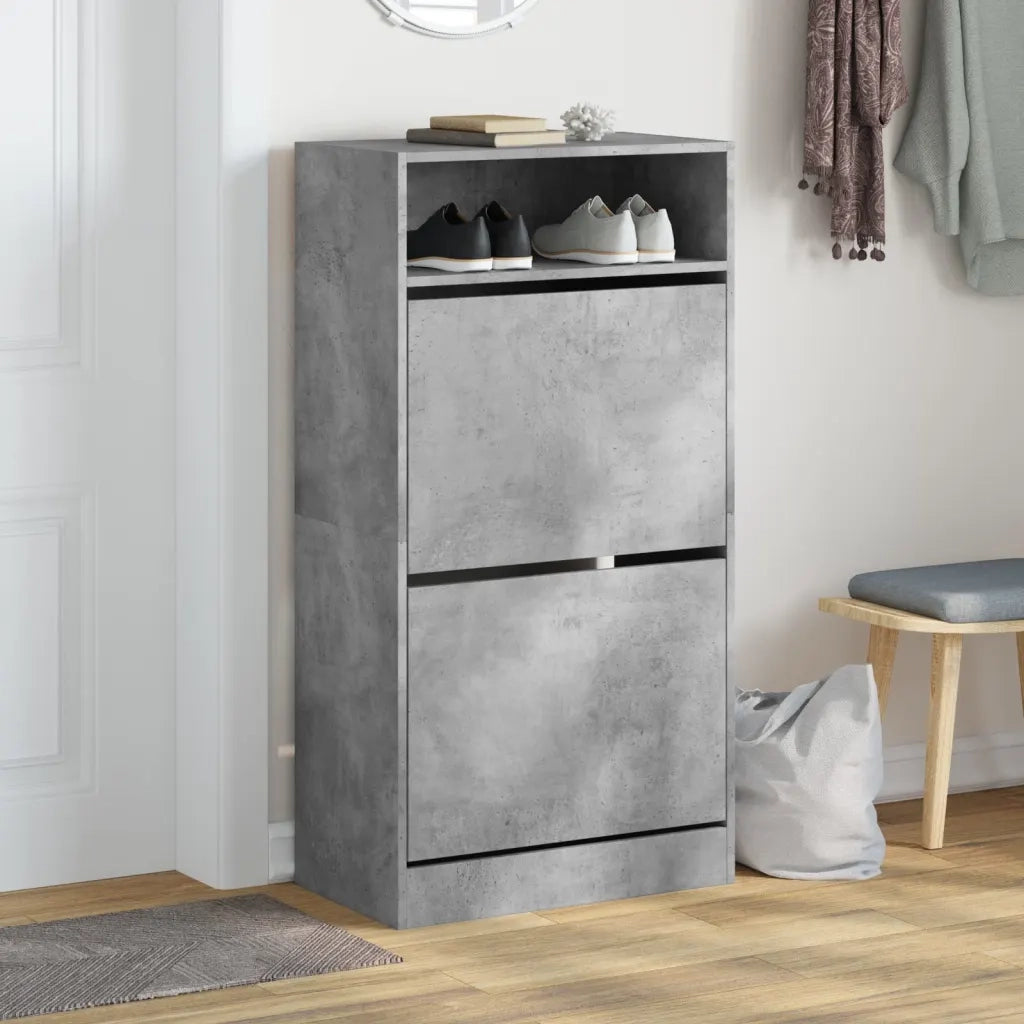 Scarpiera-Scaffale per scarpe Grigio Cemento 60x34x116 cm in Legno Multistrato