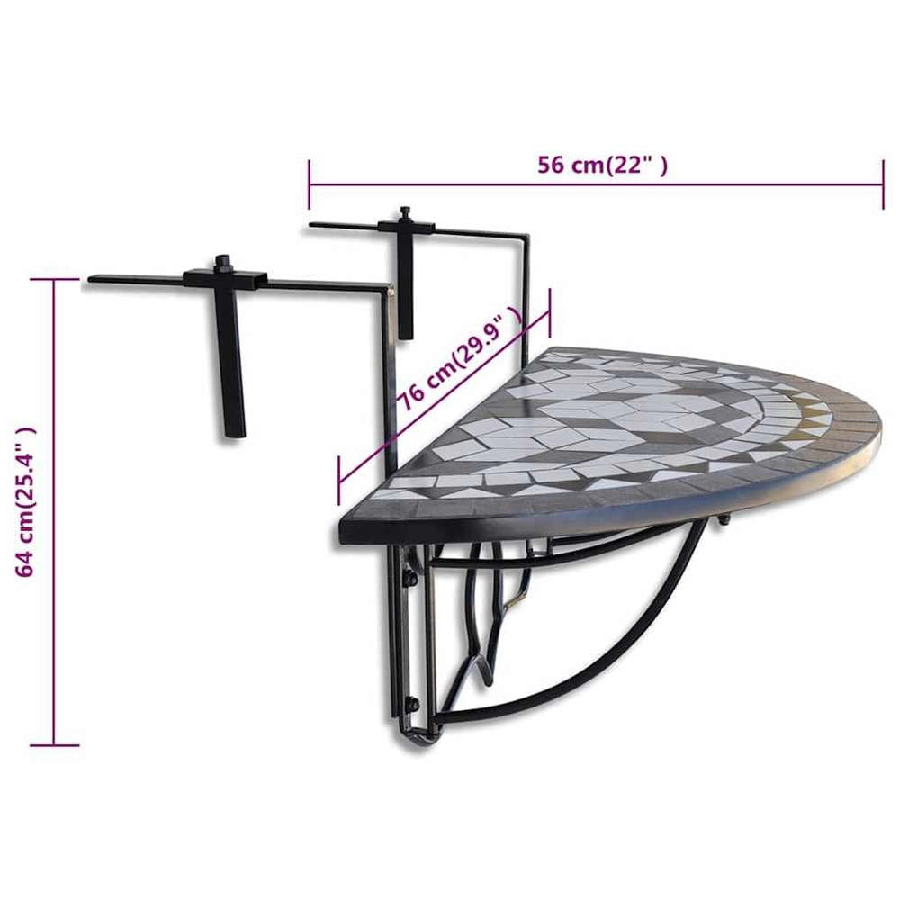 Balcony Hanging Table Mosaic Black And White