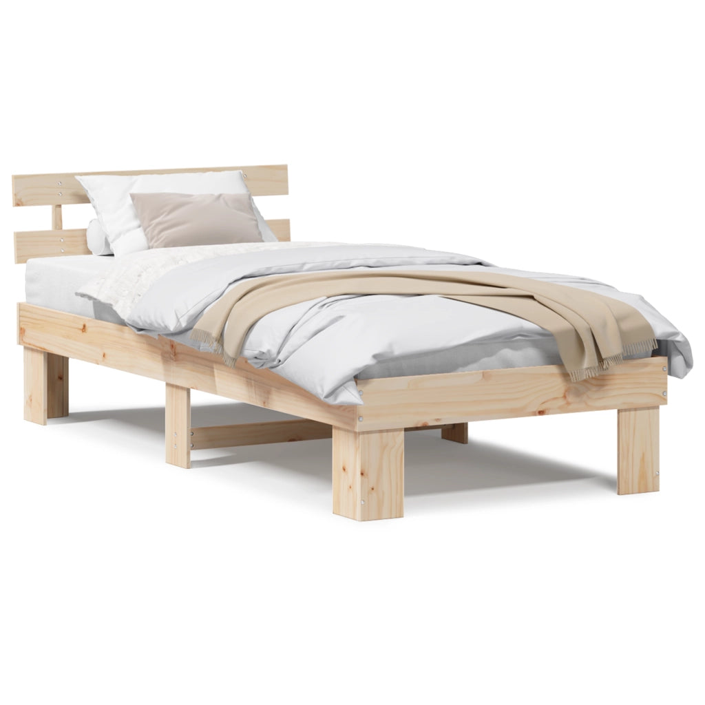 Struttura Letto con Testiera 80x200 cm in Legno Massello di Pino