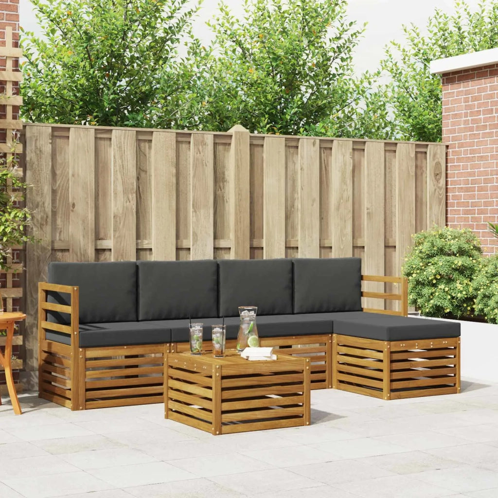 Set di divani da esterno con cuscino 6 pcs Naturale e Antracite