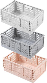 Tre cassetti pieghevoli, contenitore di archiviazione, 30 x 20 x 12 cm, piccolo e grande, stivabile, cassetti pieghevoli, contenitori, contenitore di archiviazione, contenitore di archiviazione, contenitore pieghevole per cucina, camera da letto, ufficio