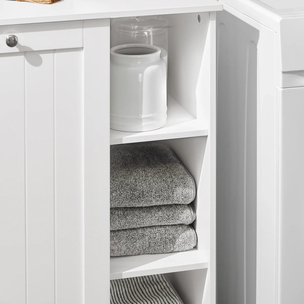 Mobile Porta Biancheria Per Bagno Con Cesto Armadietto Da Bagno Con Portabiancheria Bianco 60x37x86cm BZR105-W SoBuy