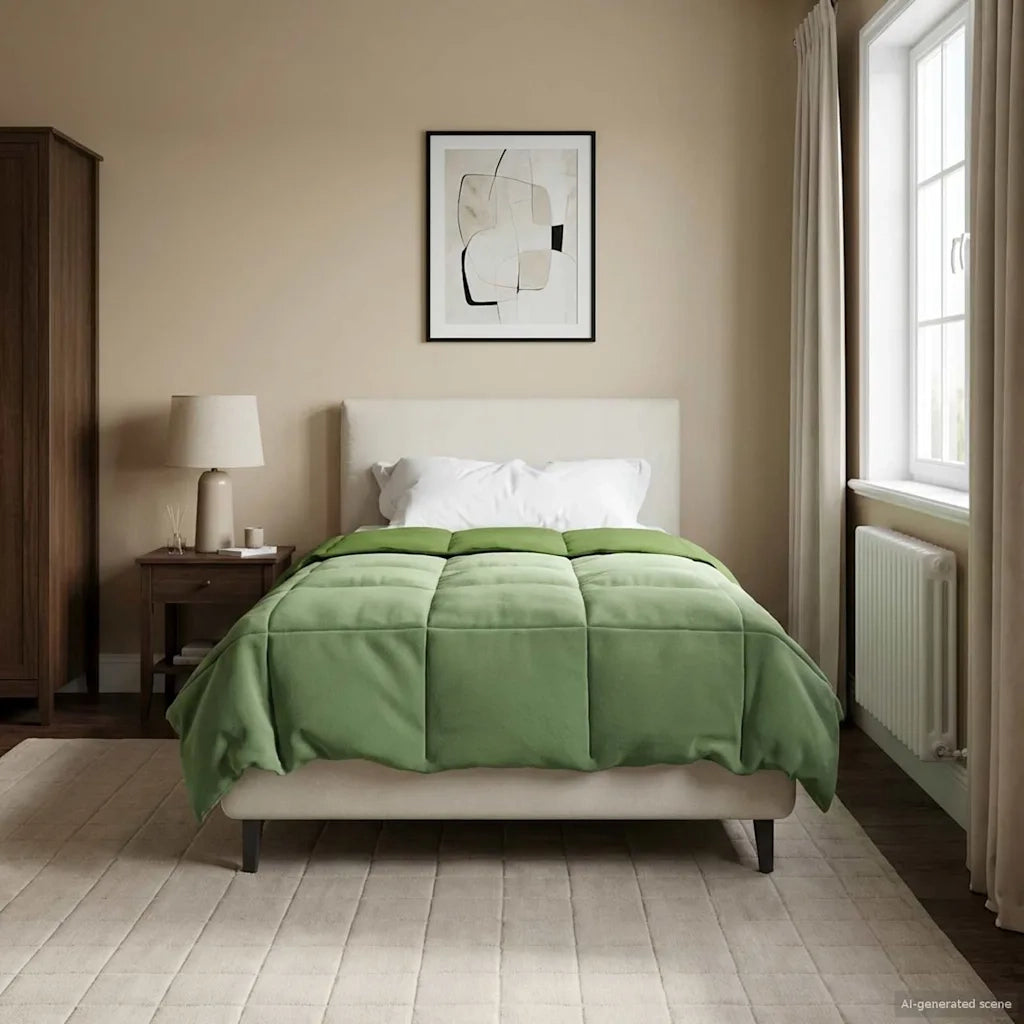 Piumone Completo Annuale Verde 140 x 200 cm Microfibra 42026038
