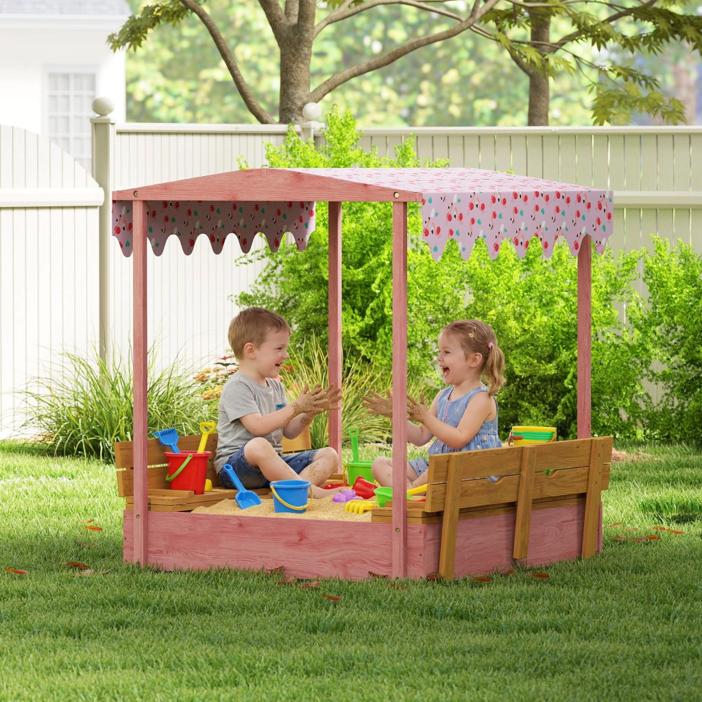 Sandbox in Legno con Coperchio e Sedile Pieghevole ¨C zephmum ¨C Legno Acacia Grigio