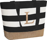 Tas Personalizzata per la Spiaggia, Grande Borsa con Iniziali per Donna, Borsa per Spesa con Cerniera, Regali Personalizzati per Donna per Amica, Damigella d'Onore, Collega (L)