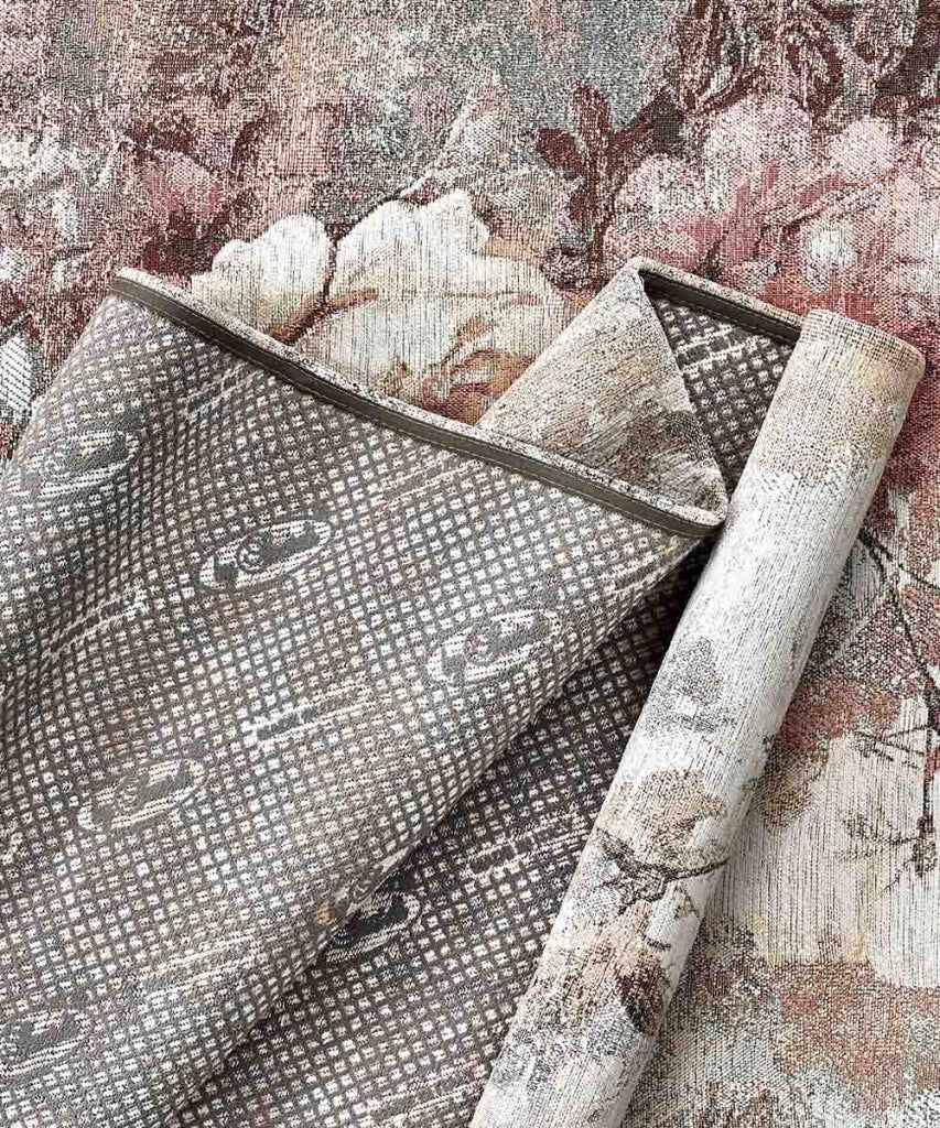 Tappeto Arredo ROSE TORTORA salotto soggiorno camera, disegno floreale giardino fiorito, multiuso lavabile antiscivolo cm.175x240