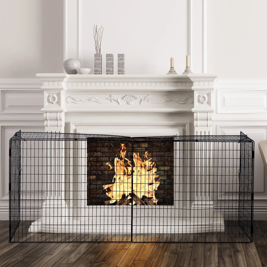 Parafuoco per Camino Regolabile 81,5-160x44x68 cm Nero ¨C Zephmum ¨C Nero Metallo