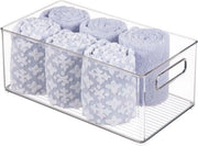 Cassa di Stoccaggio Grande con Maniglie Integrate 1 Unita - Cassa di Stoccaggio Pratica con Design Accattivante - Ideale per lo Stoccaggio di Cosmetici nella Stanza da Bagno - Organizzatore Scatole - Translucido