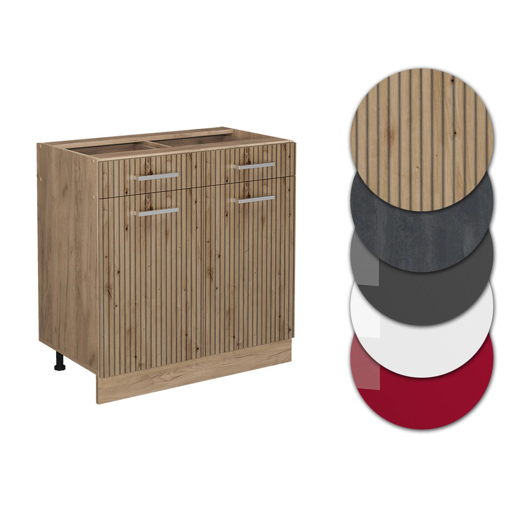 Vicco Mobiletto base per cucina Rovere artigianale 80 cm , PL Antracite
