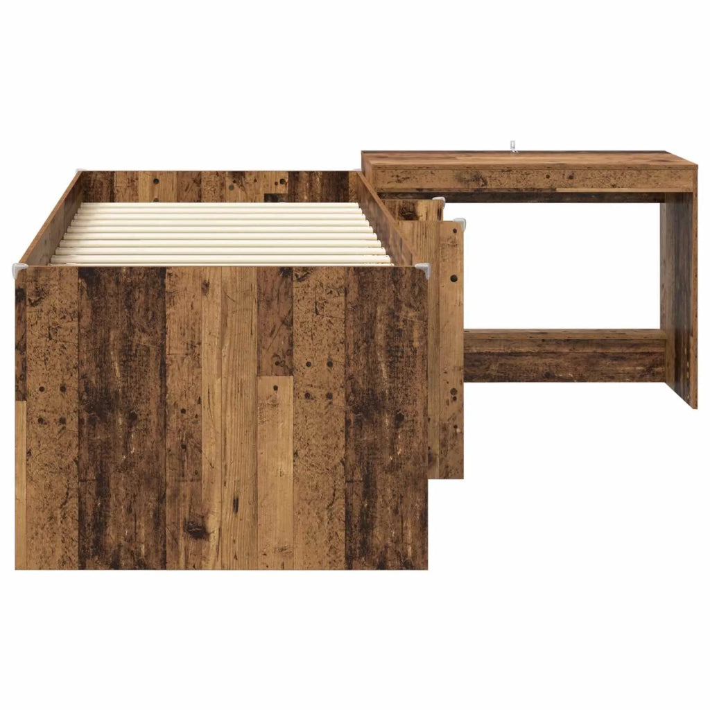 Letto alto per bambini con scrivania 2 pz Legno antico 3423484