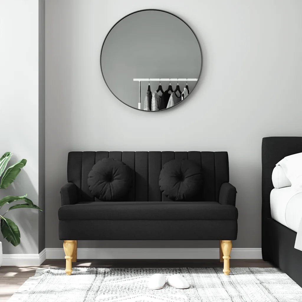 Panca con Cuscini Nera 113x64,5x75,5 cm in Tessuto