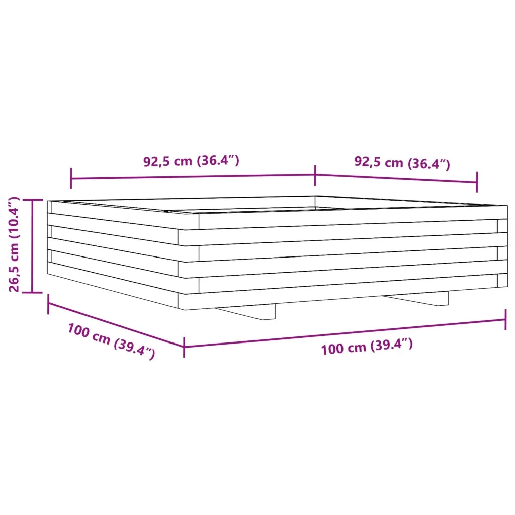 Fioriera Giardino 100x100x26,5cm Legno Massello Pino 847320