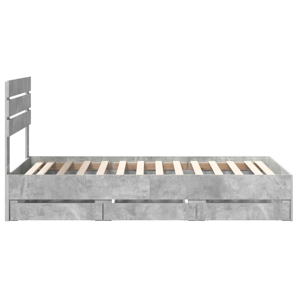 Struttura del letto con cassetto Grigio cemento 75 x 190 cm