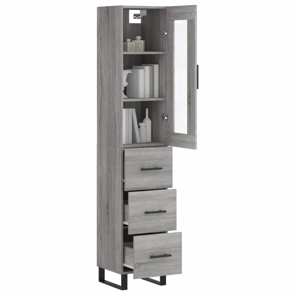 Credenza | Madia | Buffet da pranzo | Armadio da pranzo Grigio Sonoma 34,5x34x180 cm in Legno Multistrato