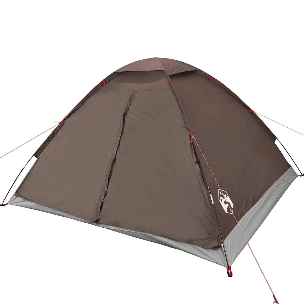 Tenda da Campeggio a Cupola per 4 Persone Marrone Impermeabile