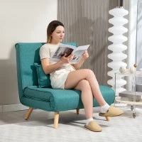 Poltrona convertibile 1 posto divano letto clic-clac 4 in 1 con supporto regolabile in 5 posizioni, cuscino incluso, verde