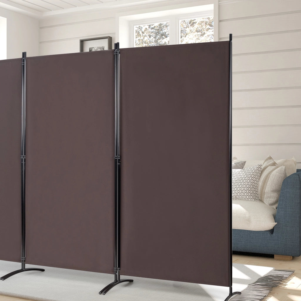 Divisore con 3 pannelli per casa ufficio, Separatore pieghevole con cardini durevoli 260x183cm Marrone