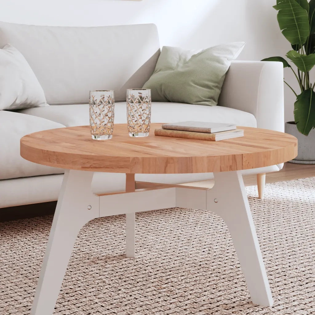 Piano per Tavolo Ø80x4 cm Rotondo in Legno Massello di Faggio 355946
