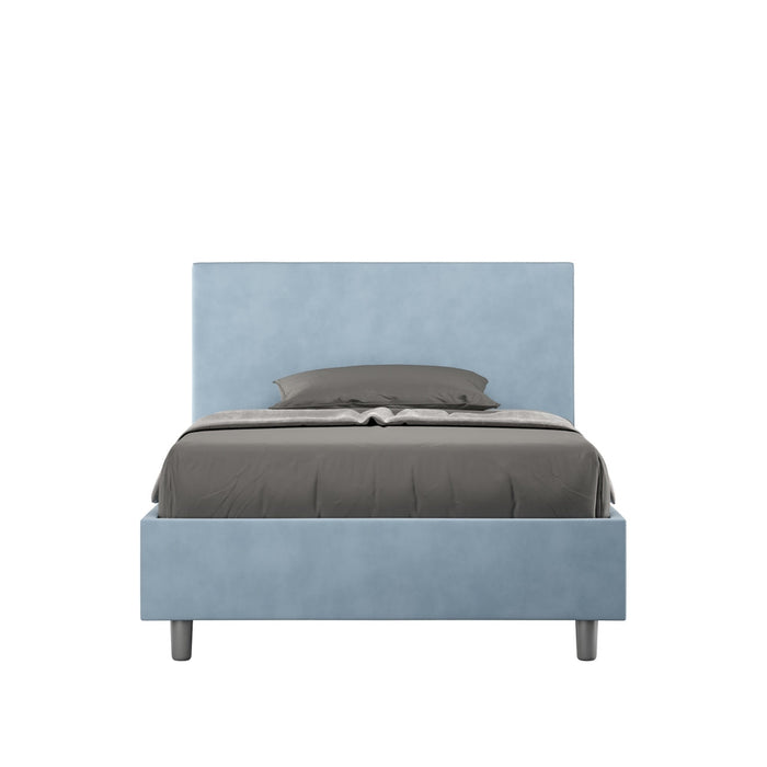 Letto Singolo 80x200 cm con Rete e Contenitore Adele Azzurro