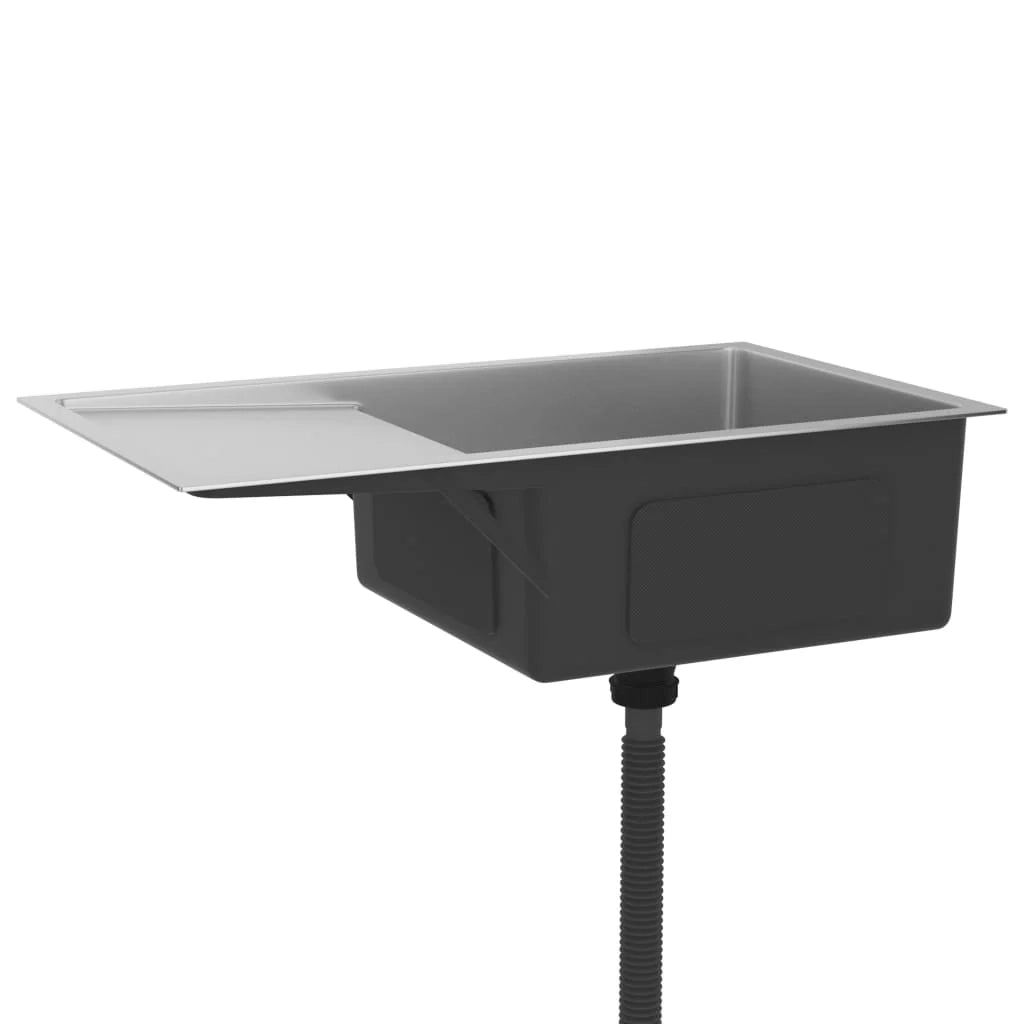 Lavello da cucina fatto a mano 75 x 44 cm acciaio inox argento 02_0002469
