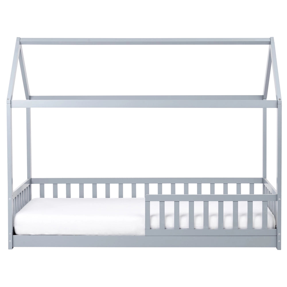 Letto per bambini a forma di casa UE Telaio singolo 90 x 200 cm con doghe in legno di pino grigio