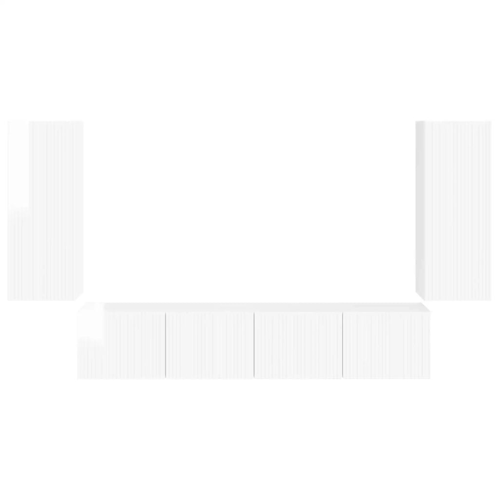 Set di Mobiletto da TV a Parete 4 pcs Bianco Lucido