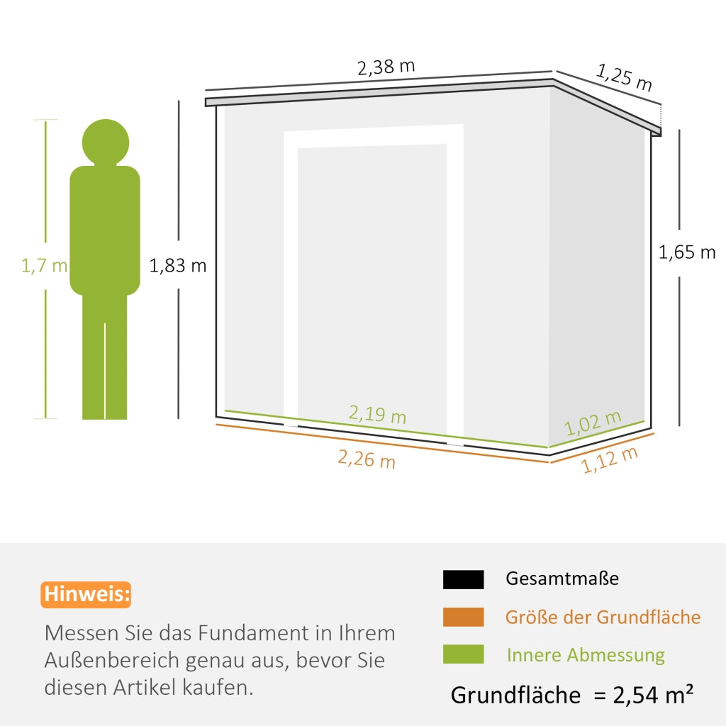 Casetta da giardino in plastica ¨C zephmum ¨C grigio 240x130 cm con finestra e porta