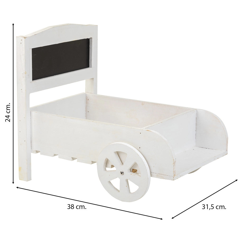 Supporto carrello portafiori in legno bianco 38x31,5x24h