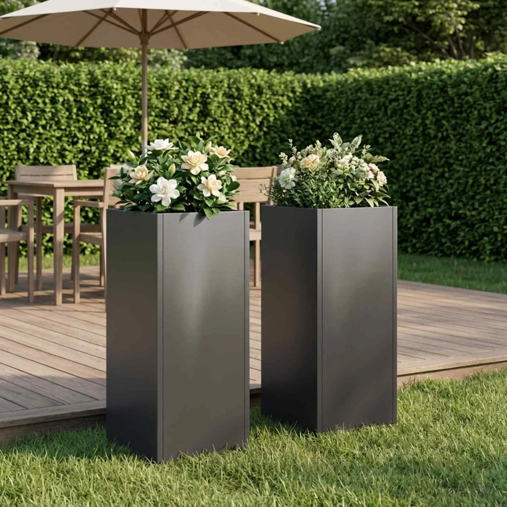 Vaso da giardino 2 pz Nero 20 x 20 x 50 cm 8005303