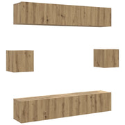 Set Mobile TV 6 pz | Armadietto TV | Mobile Porta TV Montato a Parete Rovere in Legno Multistrato