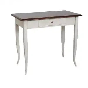 Scrivania scrittoio Shabby chic bianco anticato e noce scuro mod cindy