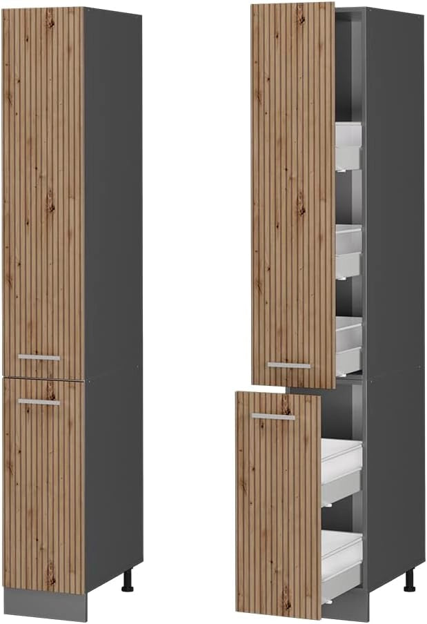 Armadio da farmacia R-Line, Rovere artigianale, 30 cm, per la libera combinazione all'interno di sistemi cucina modulari