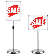 Lavagnetta da pavimento autoportante, Bacheca porta men¨´ in metallo con altezza regolabile 89-135cm-Espositore pubblicitario