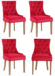 Set 4 poltrone pranzo Aberdeen in velluto rosso,antico chiaro